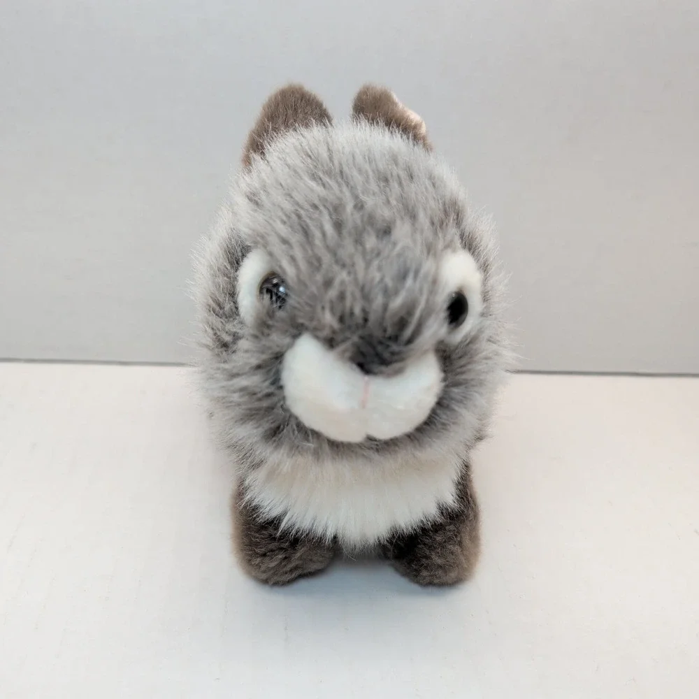 Miyoni by Aurora Grey White Bunny Rabbit Plush Stuffed Animal 7 Inch 2016